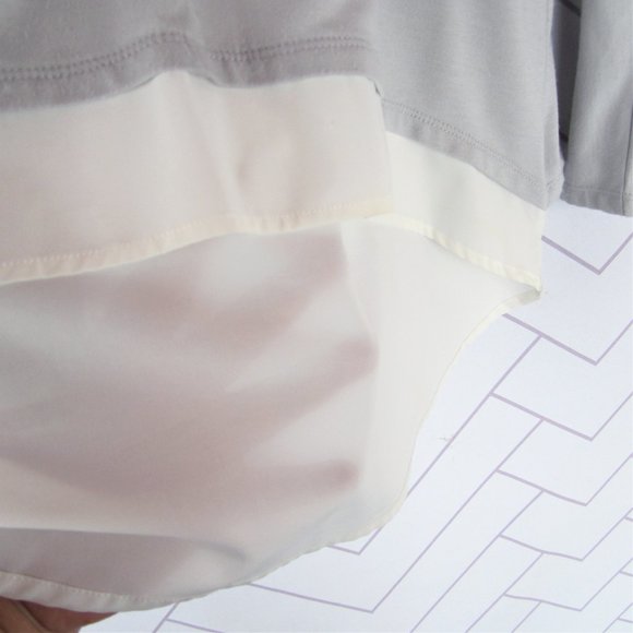 Olivia Sky Split Back Chiffon and Jersey Top sz Lg - Picture 4 of 9